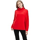 100% Cashmere Turtleneck Sweater for Women, Chunky Knit, Long Sleeve (US, Alpha, One Size, Regular, Regular, Red)