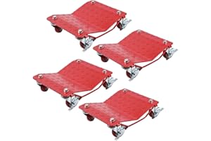 DEXSO Wheel Dolly Set of 4, 6000LBS Car Moving Dolly, Wheel Dolly Car Tire Stake Set, Heavy-Duty Car Tire Cart Moving Cars, Trucks, Trailers, Motorcycles, and Boats, Red