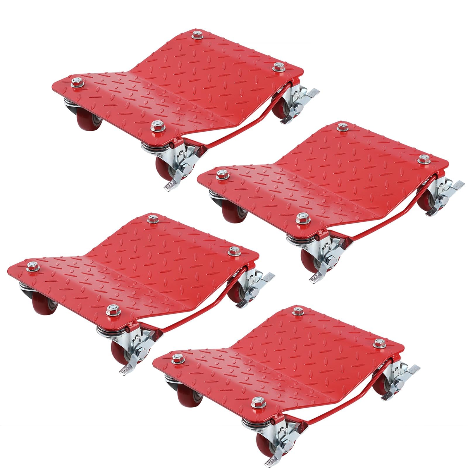 Photo 1 of Wheel Dolly Set of 4, 6000LBS Car Moving Dolly, Wheel Dolly Car Tire Stake Set, Heavy-Duty Car Tire Cart Moving Cars, Trucks, Trailers, Motorcycles, and Boats, Red