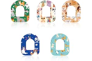 25pcs Adhesive Patches Compatible with Omnipod 5, Dog Themed Waterproof Breathable CGM Sticker Cover Overpatch Accessories fo