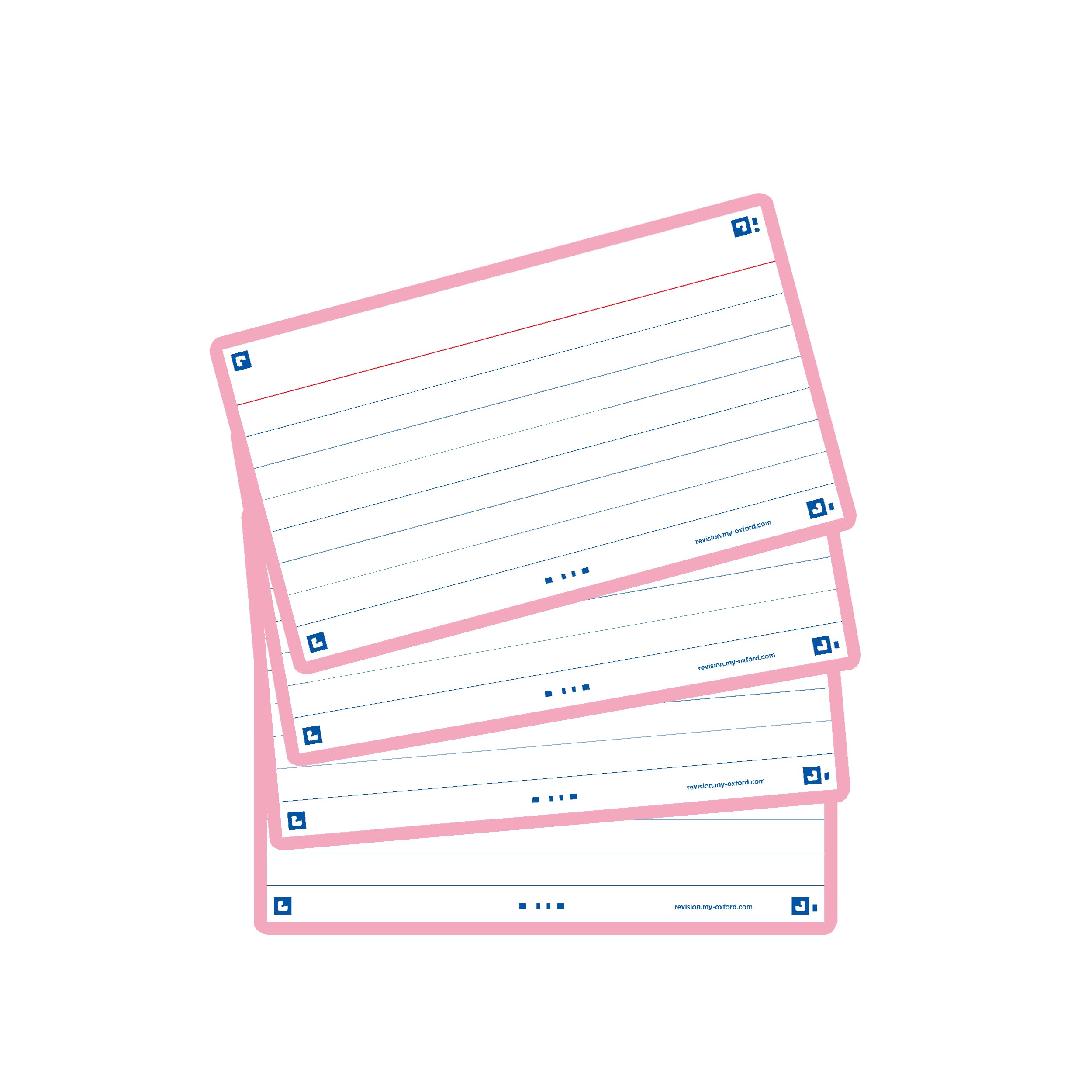 Oxford Flash Cards, Ruled with Pink Frame, 7.5x12.5cm Size, Pack of 80