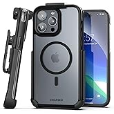 Encased MAG Case Designed for iPhone 15 Pro Belt Case with Holster Clip (Compatible with MagSafe) Black/Clear