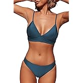 CUPSHE Women Bikini Set Solid Color Sexy Triangle Two Piece Swimsuit