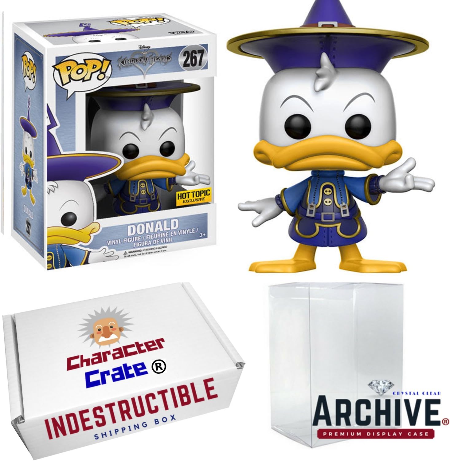 Funko Pop! Disney Donald Duck With Wizard Hat, Kingdom Hearts, Hot Topic Exclusive, Concierge Collectors Bundle Vinyl Figure