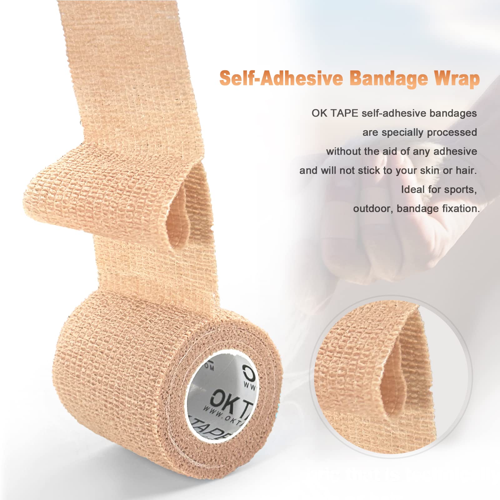 OK TAPE Self Adherent Cohesive Bandages Wrap - 12Packs, 2