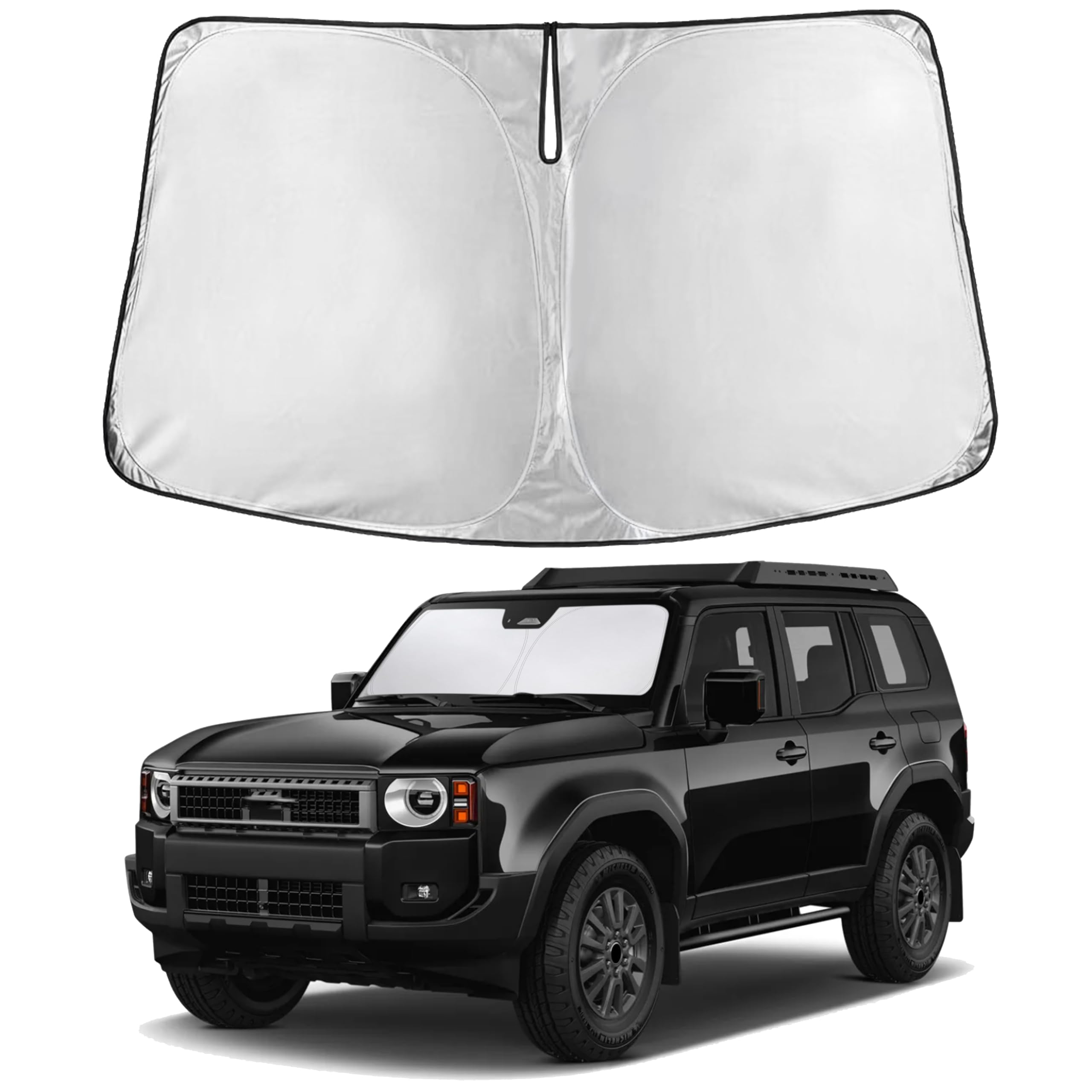 Photo 1 of EcoNour Windshield Sunshade Compatible for Toyota Land Cruiser 2024-2025 2026, Sun Visor for Front Windshield & Window Sun Shade Cover, UV Heat Blocker & Protector, Car Accessories