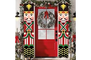 Ivenf Nutcracker Soldier Christmas Decorations, 2pc 71x13in Outdoor Yard Banner, Fade Resistant Fabric, Ready to Hang, Indoor-Outdoor Use, Home, Office, Shop Decor