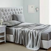 Silk like Satin Sheets, Full Size Bed Sheet Set, Light Gray, 4 Piece | Deep Pocket, Soft Cooling Feel, 360-Degree Elastic &amp; 4 Corner Straps, Skin &amp; Hair Friendly, Hypoallergenic