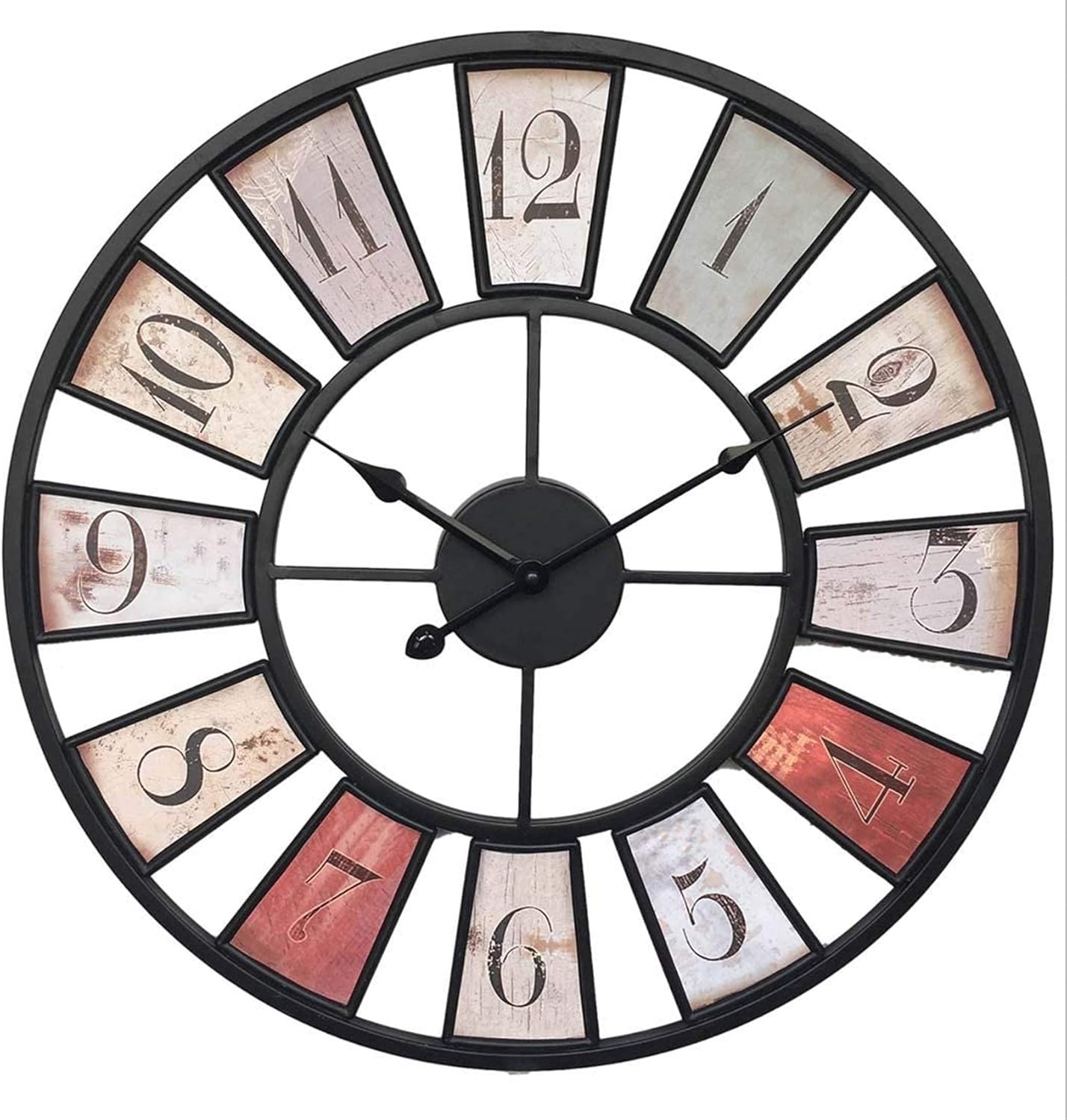 BANNAB Large Art Deco Wall Clock Large Metal Round Personalized Wall