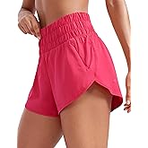 CRZ YOGA High Waisted Dolphin Running Shorts for Womens Mesh Liner for Gym Workout Athletic with Zipper Pocket