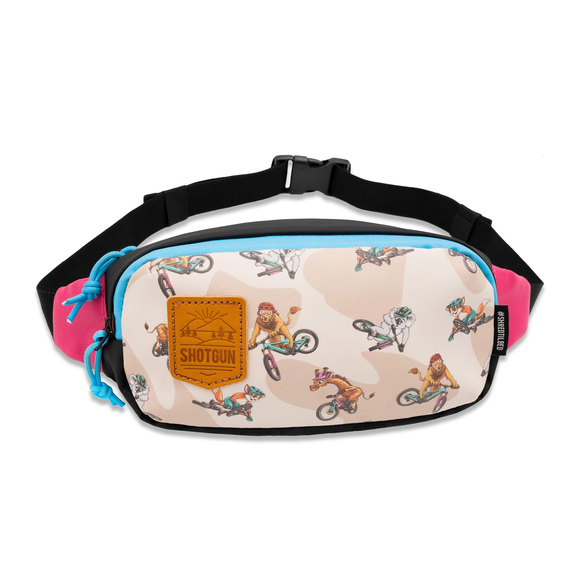 Shotgun Kids MTB Hip Pack - Childs All Weather Bike Riding Bag | Storage for Shotgun Tow Rope Bike Attachment | Fanny Pack for Snacks, Toys, Drinks | Dual Pockets and Zippers | Fits 15" to 43" Waist