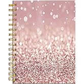 iampanda Spiral Journal Notebook,Strong Twin-Wire Binding with Premium Paper for Girl Women,60 Sheets A5 College Ruled Notebook/Journal,Luxury Design Perfect for School Office Home Gifts,Pink Glitter