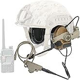 HEARFALCOM Tactical Headset Comta III Tactical Helmet ARC Rail Adapter Non-Military Edition Noise Canceling Pickup Shooting Headset with V2 u94 ptt for Hunting Airsoft (CB)
