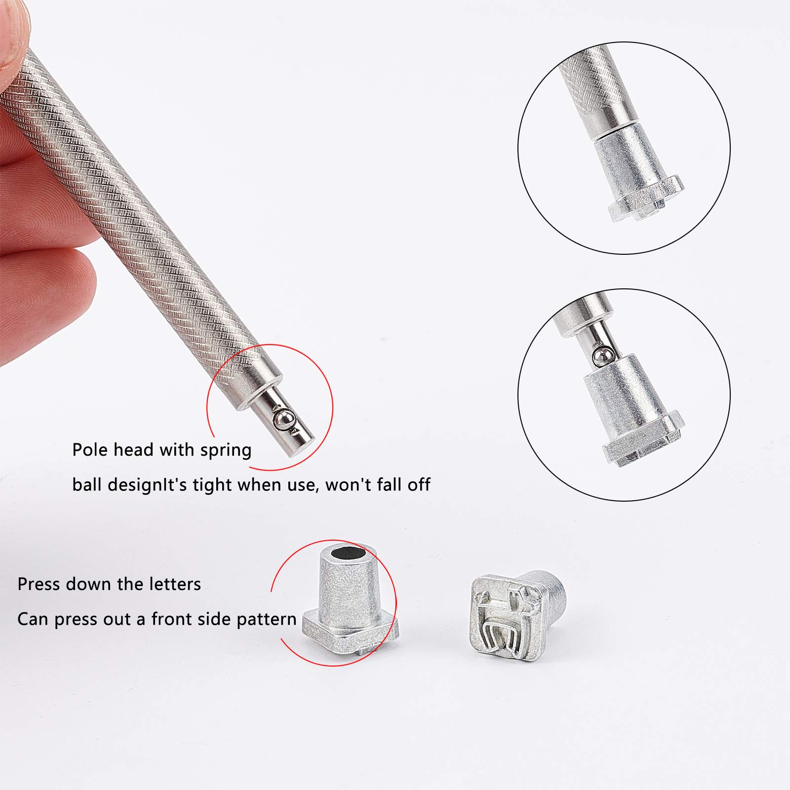 PH PandaHall 32 pcs Stainless Steel Leathercraft Metal Insect Theme Stamps Punch Set Tool with 1 pc Handle for Leather Craft Belt Bag Craft DIY Jewelry Marking