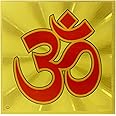 Yogic Mantra Aum Sign Wall Decor Poster Yantra (6x6 Inches 24K Gold Plated Foil Paper 180 GSM) Energized Om Mantra Kavach Om Decor Embossed Printing Om Gifts Charm for Home Decor, Wall Decor, Wall Art