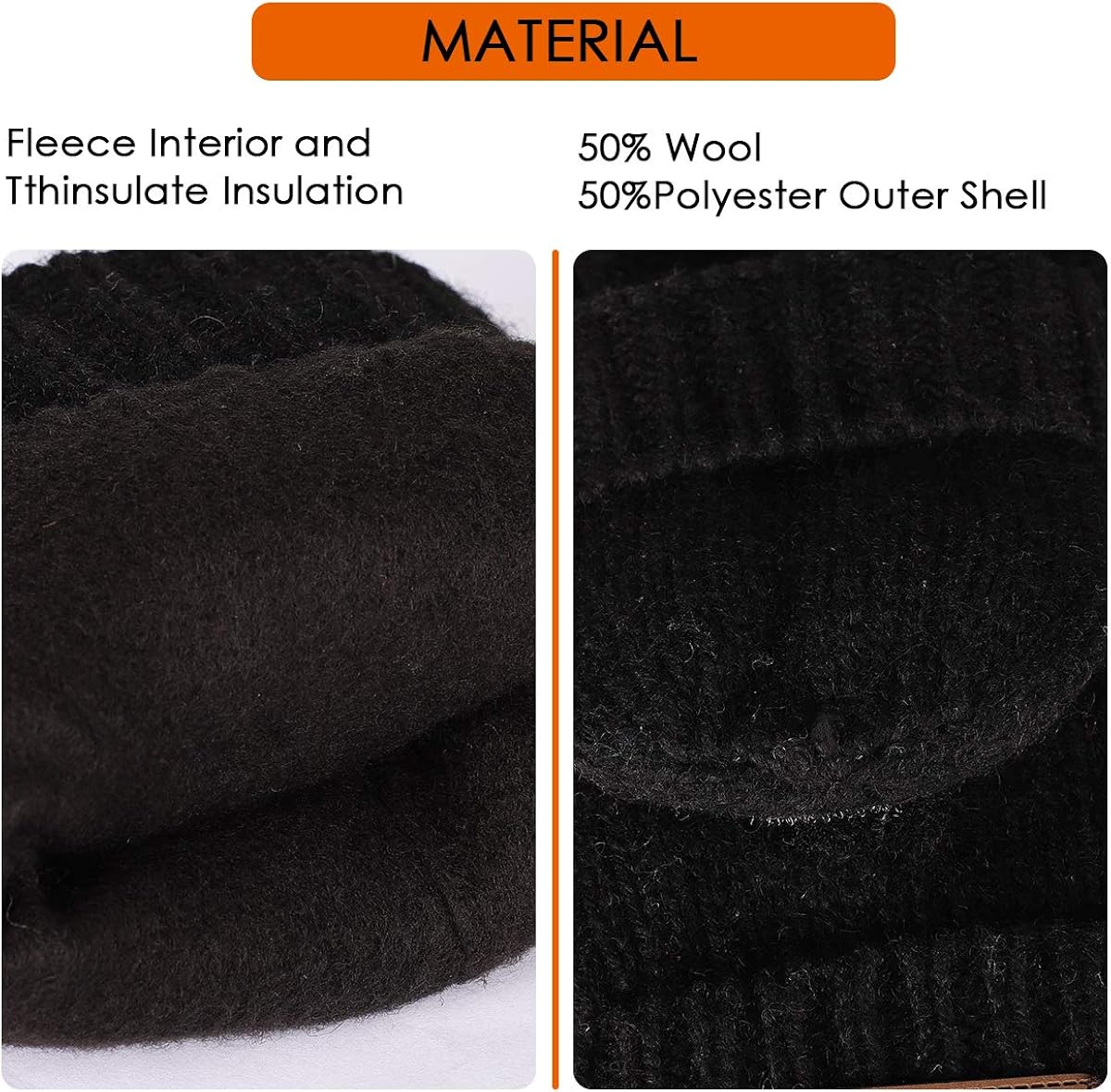 Bodvera Thermal Insulation Fingerless Texting Gloves Unisex Winter Warm Knitted Convertible Mittens with Flap Cover BK at  Women’s Clothing store