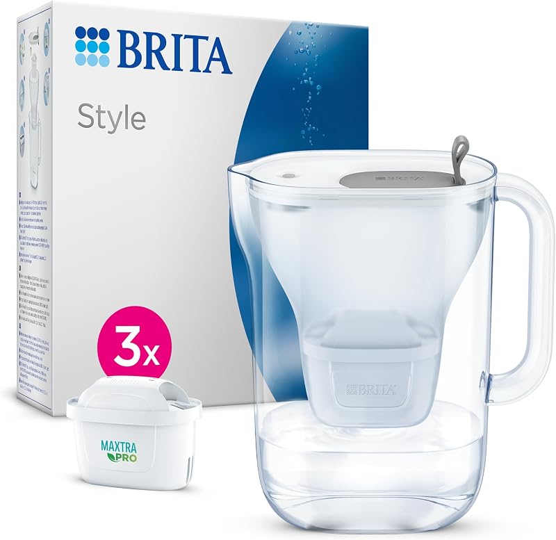 BRITA Style Water Filter Jug Grey 2.4L Starter Pack 3x MAXTRA PRO