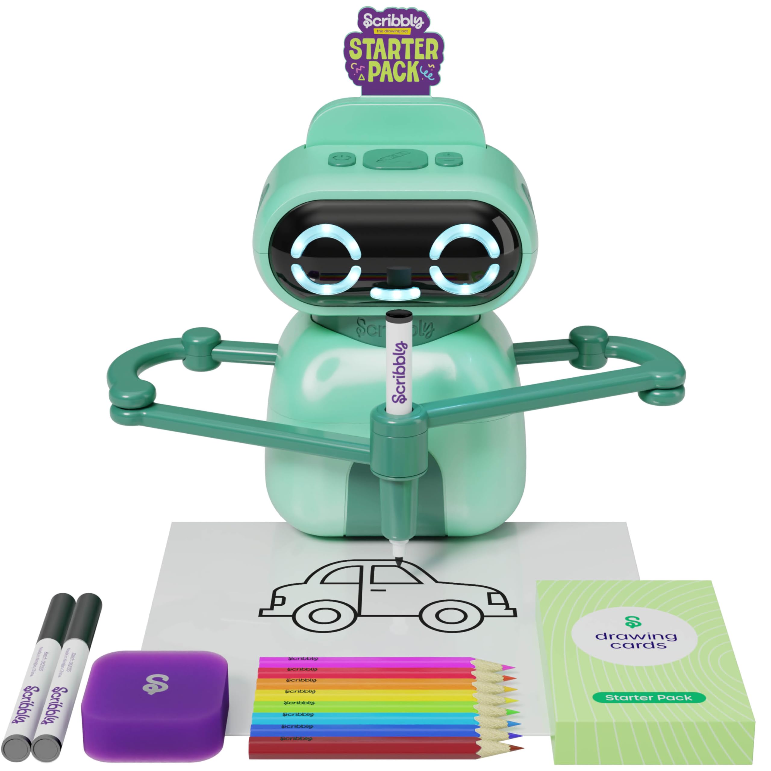 Dan&Darci Scribbly The Drawing Robot for Kids - 3 4 5 6 7 8 Year Old Girl Easter Gifts - 5 Year Old Boy Birthday Gift - Kids Toys for Ages 5-7 - Learning Toys for Boys - Girls Educational Cool Toy