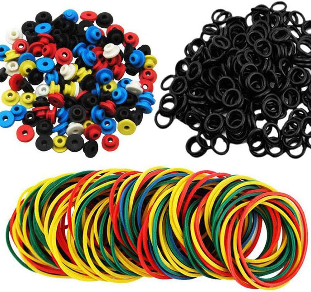 Tattoo Machine Parts, 100pcs Silicone Tattoo O-rings, 100pcs Colorful Tattoo Rubber Bands, 100pcs Tattoo Needles Grommets Nipples for Tattoo Machine Supplies