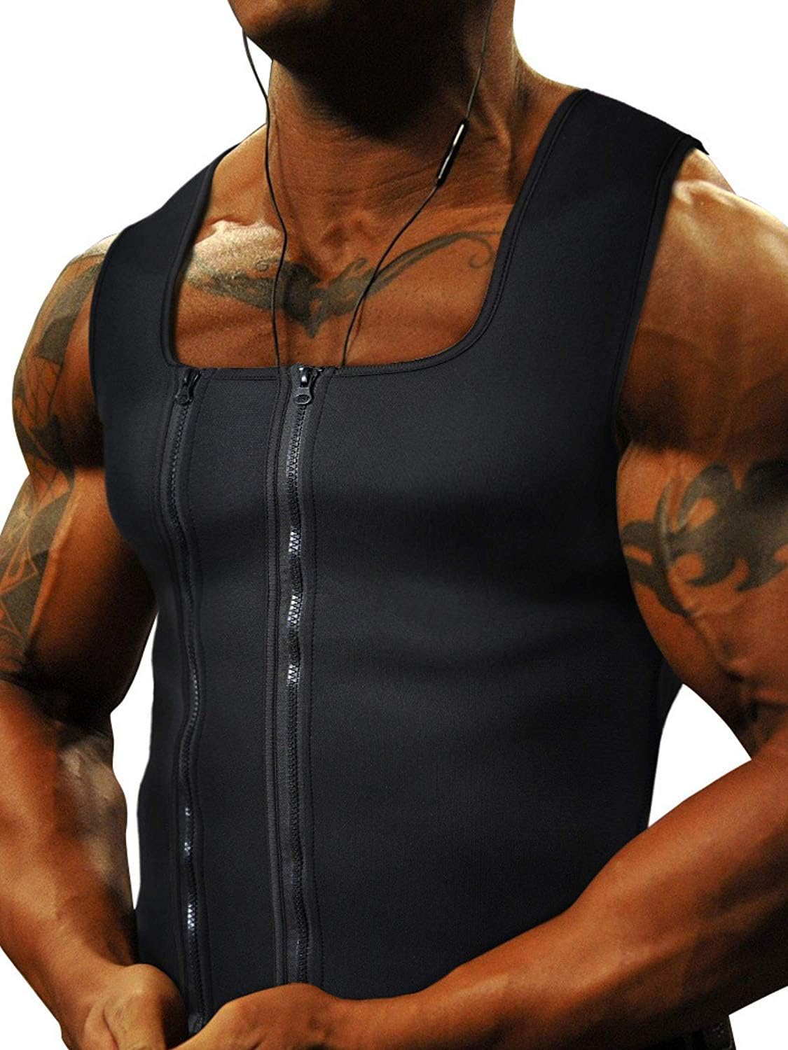 Goldenstarsport Men Waist Trainer Vests for Sweat Weight Loss (S to 4XL) Double Zipper Men Sweat