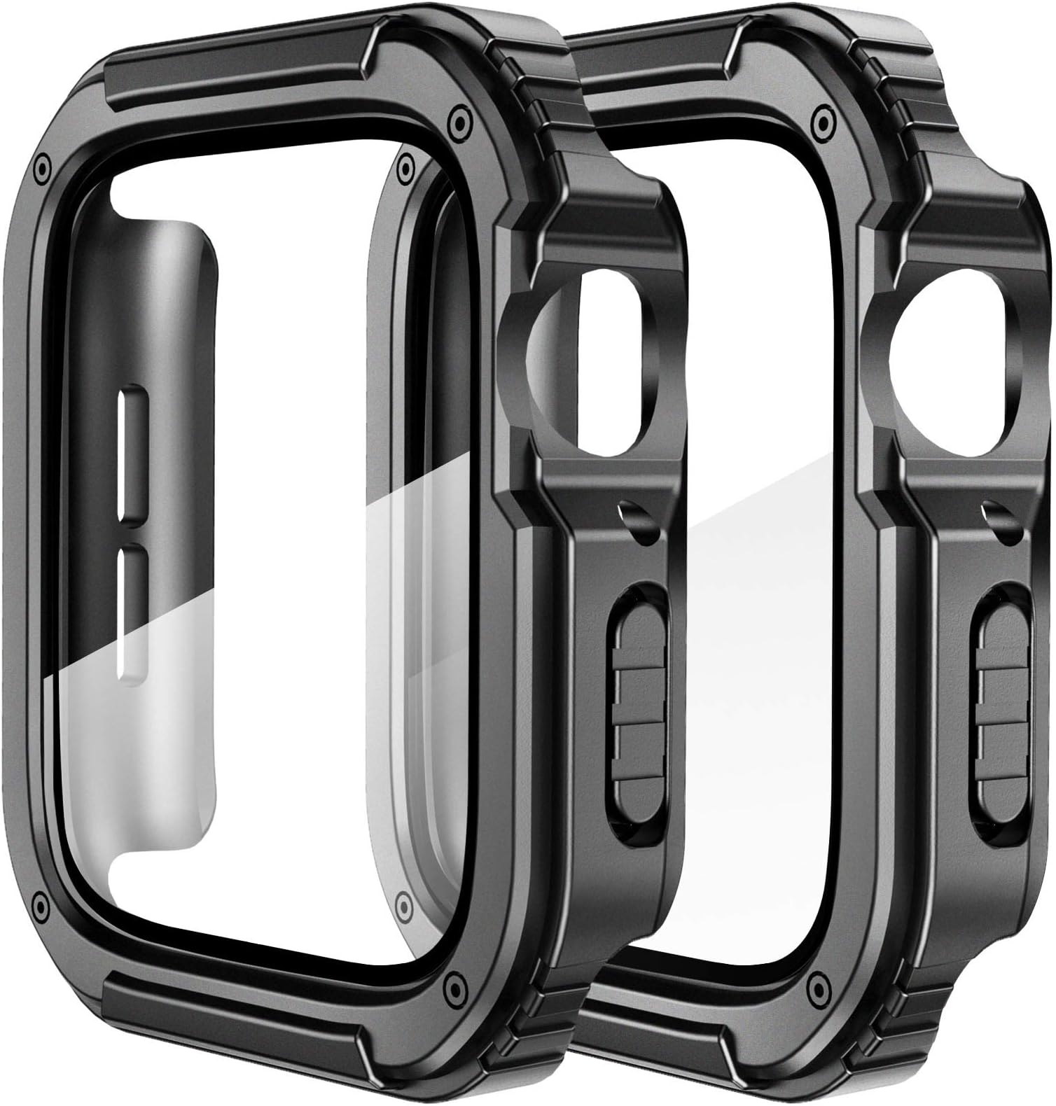 SUPOIX 2 PACK Compatible for Apple Watch Case 44mm with Tempered Glass Screen Protector, Men Women Rugged Shockproof All Around Protective Bumper Cover Accessories for Series 6/5/4/SE (44mm)