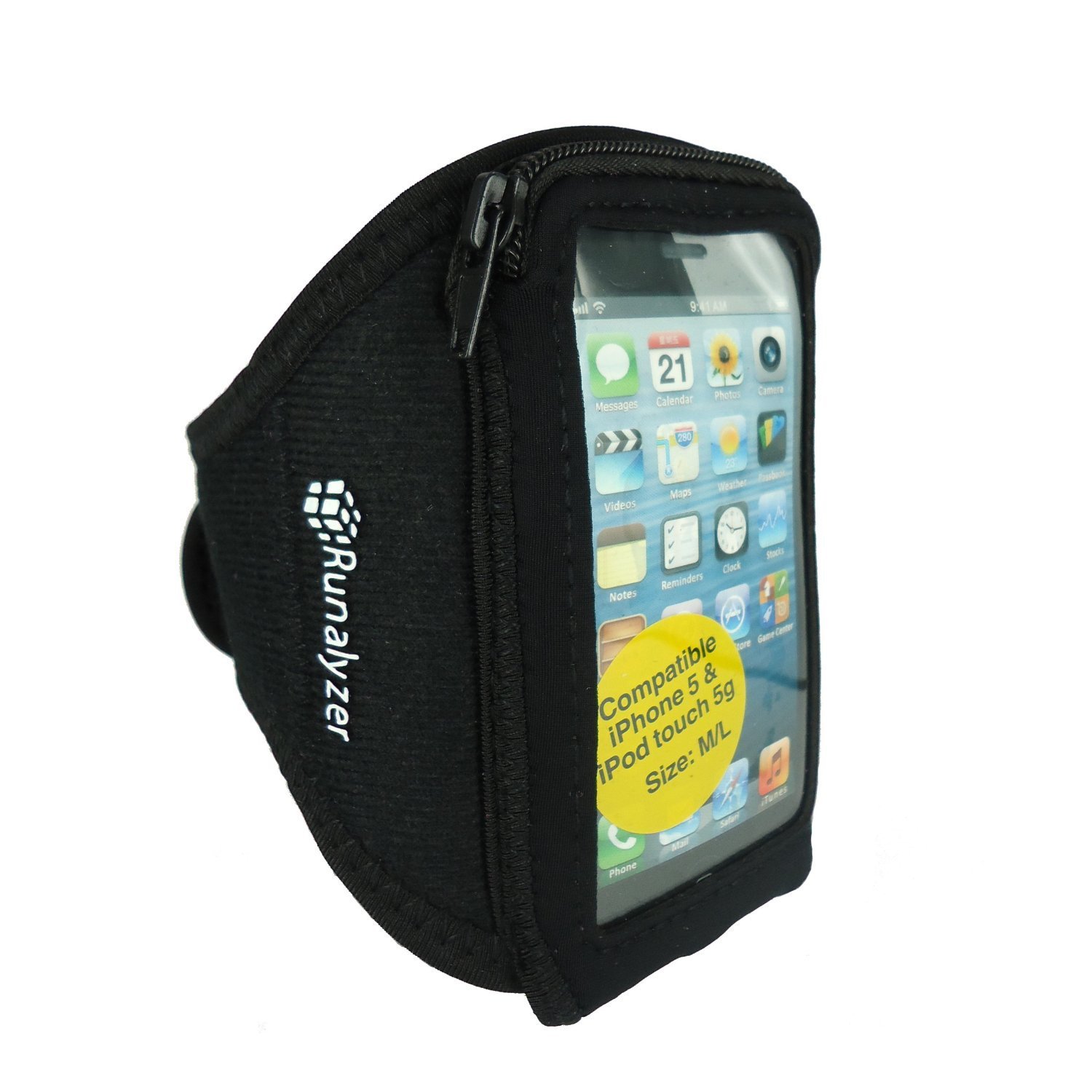 Runalyzer Medium/Large Size Sport Armband for iPhone 5/5C/5S/Touch 5 - Black