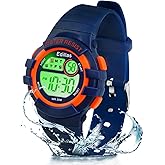Edillas Kids Watches Digital Girls Boys, 7 Colors Light Wrist Watch for Child Waterproof Sport Outdoor Multifunctional Wristwatches with Stopwatch Alarm for Ages 4-15