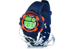 Edillas Kids Watches Digital Girls Boys, 7 Colors Light Wrist Watch for Child Waterproof Sport Outdoor Multifunctional Wristwatches with Stopwatch Alarm for Ages 4-15