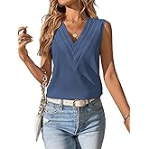 APOOU Womens Tank Tops Sleeveless Layers V Neck Shirts Casual Summer Vest Chiffon Blouses Clothes