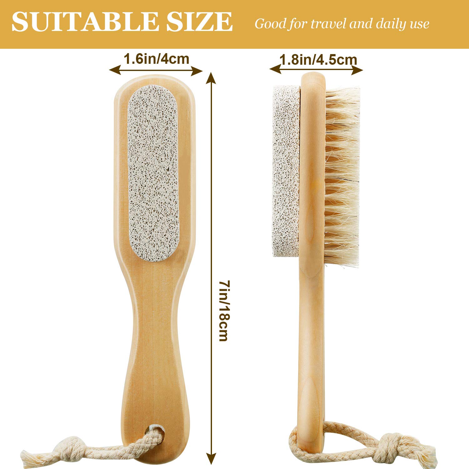2 Pieces Foot File Callus Corn Remover Pumice Stone Brush Foot Scrubber Exfoliator Double Side with Pumice Stone and Bristle Brush Heel Scraper Foot Care Tools for Feet Dry Dead Skin: Beauty