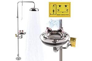 Yzzwer Emergency Eyewash Shower Station - OSHA Approved Safety Eye Wash and Shower Combination First Aid Eyewash Station Kit