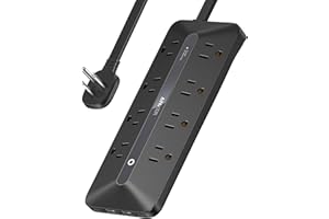 Anker Flat Plug Power Strip, 12-in-1 USB-C Power Strip with 8 AC Outlets, 2 USB-C, 2 USB-A Ports, 5feet Extension Cord, Slim Desk Charging Station, 900J Surge Protection, 35W Max for Home, Office