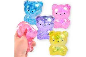 5 PCS Bear Stress Ball Toy Squishies Toys, Sugar Filled Maltose Squeeze Squishies for Sensory Fidget Relief, Cute Animal Shap