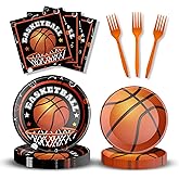 96 Pcs Basketball Birthday Party Decorations Basketball Plates and Napkins Disposable Dinnerware Tableware for Teenagers Kids Boys Birthday Party Decorations Serve 24