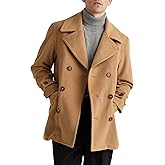 IDEALSANXUN Mens Casual Double Breasted Wool Trench Coat Peacoat Winter Jackets