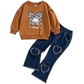 Mioglrie Little Girl Clothes Kids Toddler Fall Outfits 3T 4T 5T Denim Jeans Girls Clothing Sets Size 6 7 8 Pants Set