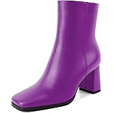 Joseywade Womens Ankle Boots Chunky Heel Boots Ankle Booties Square Toe 3 Inch Side Zip Boots Fall Shoes US Size 5-13