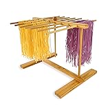 Mozphae Bamboo-Pasta-Drying-Rack with Transfer Wand