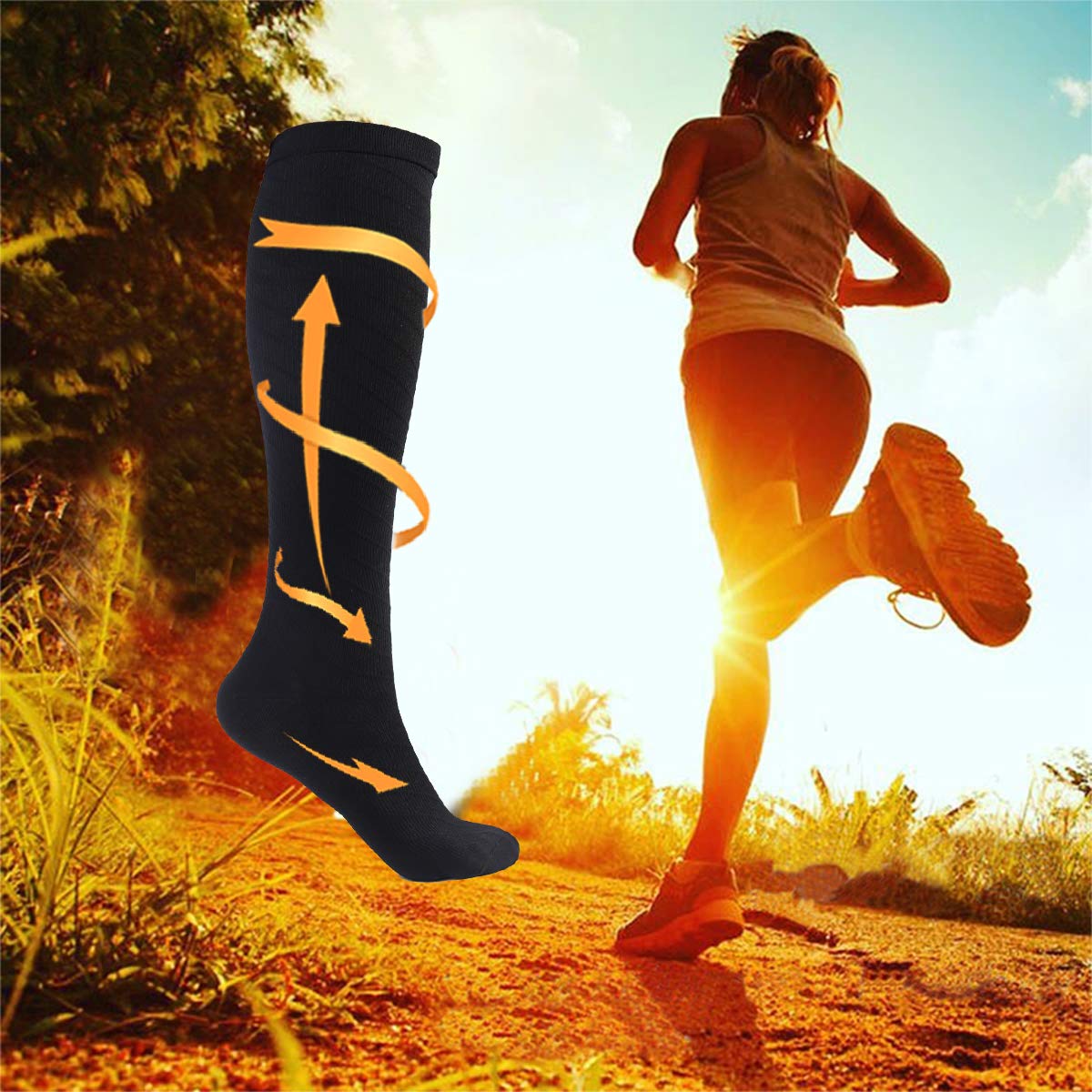 ODIJOO Compression Socks 20-30 mmHg for Women & Men(3 Pairs)-Best for Running, Athletic, Medical, Pregnancy and Travel