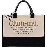 EDCTO Canvas Bag Gift for Grandma, Glam-ma Canvas Shopping Bag, Cotton Canvas Tote Bag, Grandma Definition Tote Bag, Mother's Day Gift for Grandma, Novelty Grandma Gift, Grandma Birthday Gift