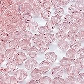 Xinhongo 400pcs Bicone Crystal Beads 4mm Crystal Glass Faceted Beads for Necklace Bracelet Earrings DIY Jewelry Crafts Making Supplies(Light Pink)