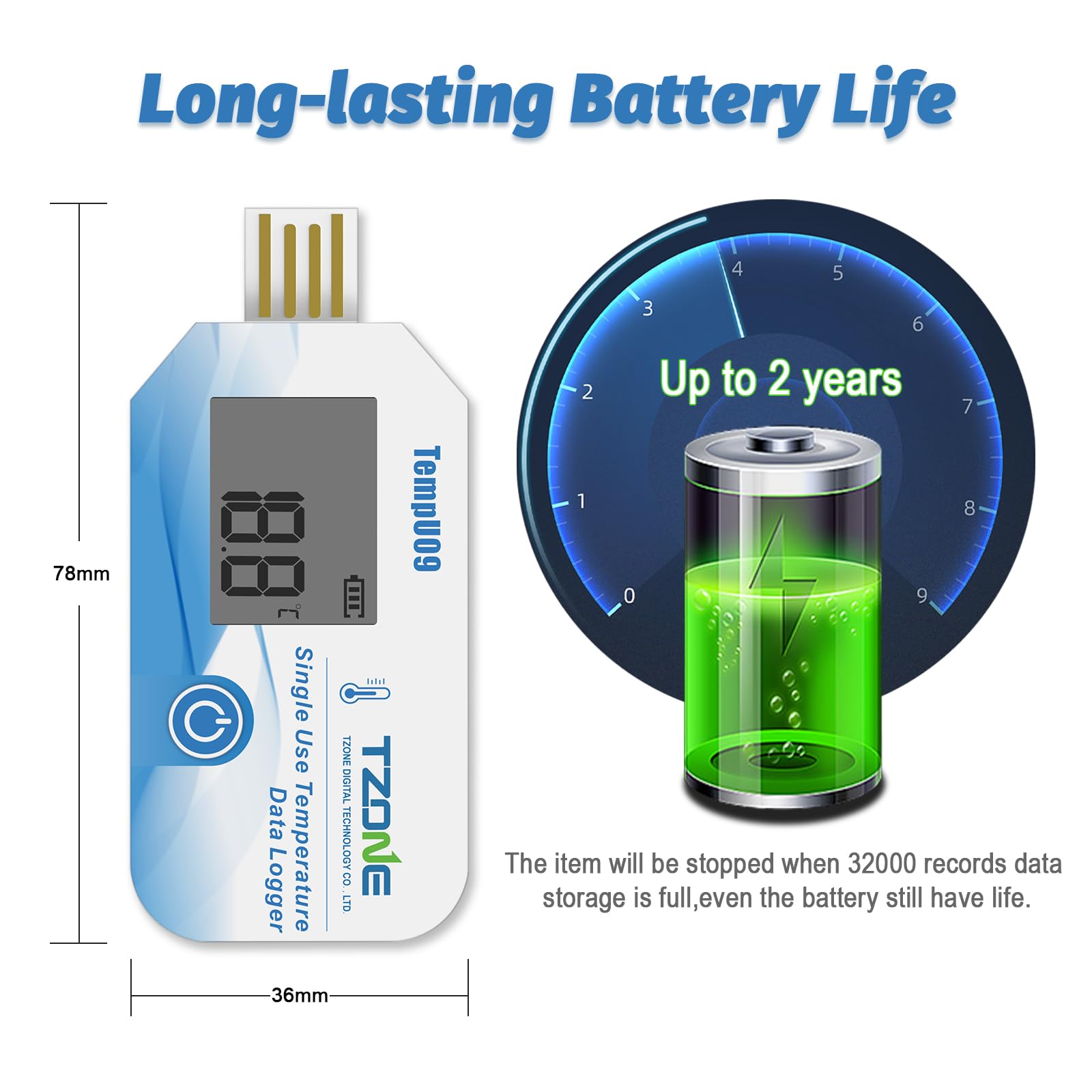 Mua Tzone USB Temperature Data Logger Disposable Temp Recorder with PDF ...