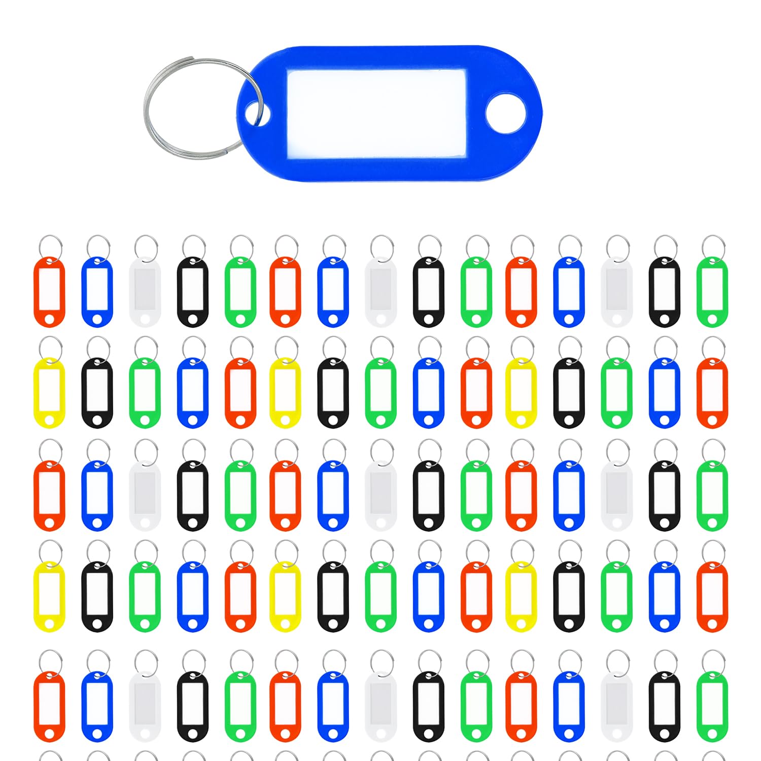 Westcott key tags 100 pieces | 100 pack of robust tags for labelling keys with exchangeable labels | With metal ring and in six colours | E-10653 00