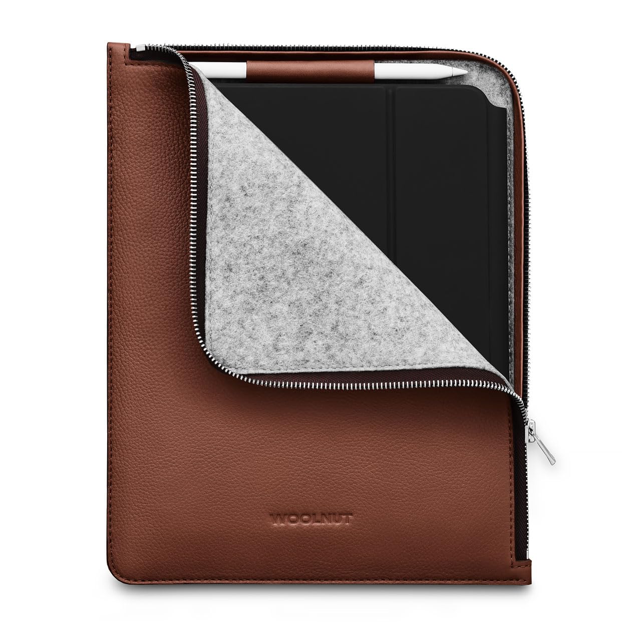 WOOLNUT Leather Folio Cover Case for iPad Pro 11 & Air 11 & 10.9 inch - Brown/iPad Air 5th Generation Case with Pencil Holder/Slim iPad Air Case for 6th Generation and more/Full-Grain Leather