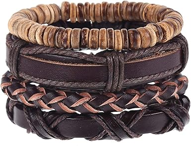 Aoruisier Mens Mixed Bracelets Adjustable Handmade Multi Strand Braided Owl Bracelets Woven Leather Wristbands