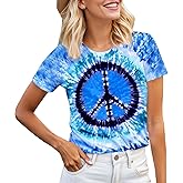 Women Hippie Shirt 60s 70s Tie Dye Hippie Costume T-Shirt Peace Love Tshirt Vintage Graphic Tee Tops