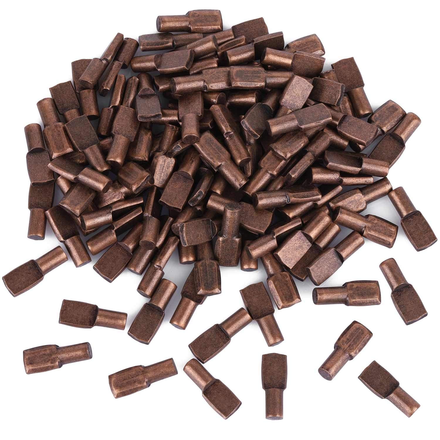 Photo 1 of Tbestmax 5 mm Shelf Support Pegs Spoon Bookshelf Pins Cabinet Shelves Peg Metal Bookcase Clips for Kitchen Shelf Holder 120 Pcs Deep Brown