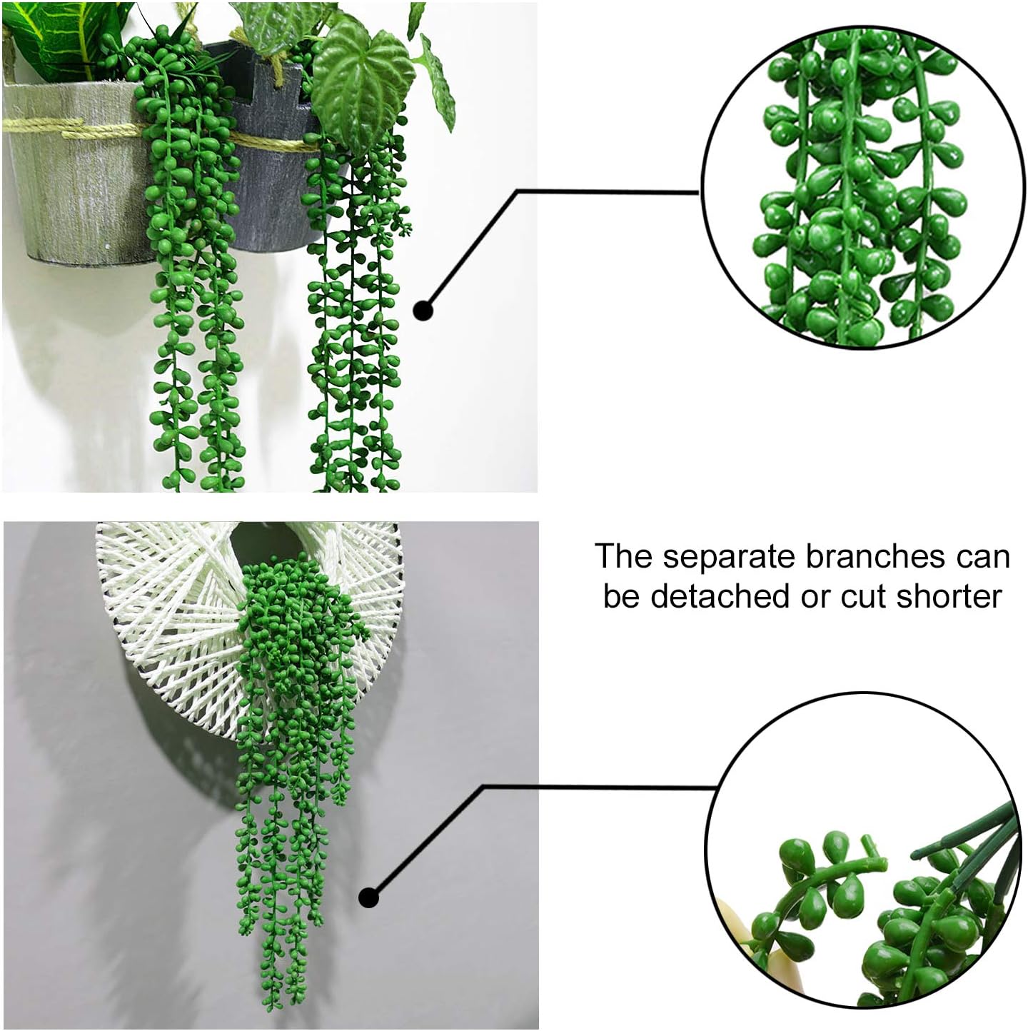 Napravi Rs Vegetaux Artificiels Decoration De La Maison Udefineit 4 Pack Plantes De Panier Succulentes Artificielles 18 8 Chaque Longueur Ficelle Suspendue Verdure De Perles Amant Suspendu Charnu Larmes Vigne En Rotin Decore De