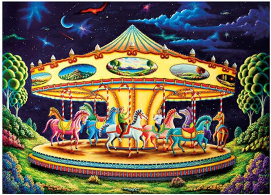 Adults Children's Puzzles - 100 Pieces Puzzles (Carousel) - Jigsaw Puzzles Floor Puzzle Intellectual Game Learning Education Decompression Toys for Adults Kids 38 x 25cm