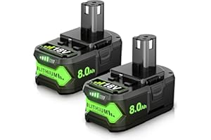 MOUNZUIKUE Upgraded 8.0Ah Replacement for Ryobi 18V Battery Compatible with Ryobi 18 Volt Battery Lithium ONE+ Plus P102 P103 P104 P105 P106 P108 P107 P109 P190 PBP002 PBP003 PBP004 PBP005 RB18L50 BPL1820 Tools